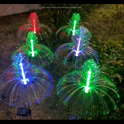 Solar fiber optic jellyfish lamp