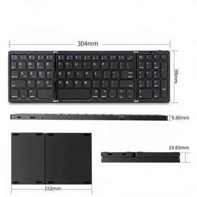 Tri-fold wireless Bluetooth portable keyboard